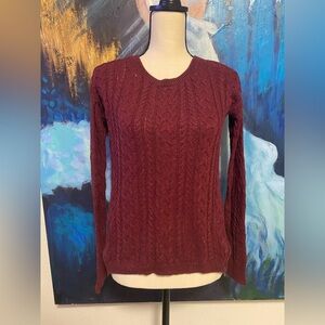 American Eagle Womens Cable Knit Side Zippers Pullover Sweater